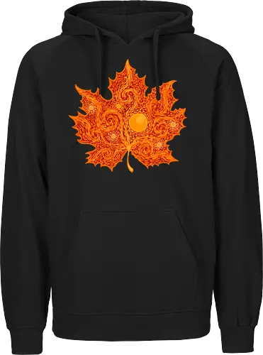 Autumn Starry Night - impressionism, leaf, fall, autumn, autumn vibes, colorful, cozy vibes, fall vibes, halloween, harvest moon, maple leaf, starry night, stars, surreal, van gogh - Fairtrade Hoodie