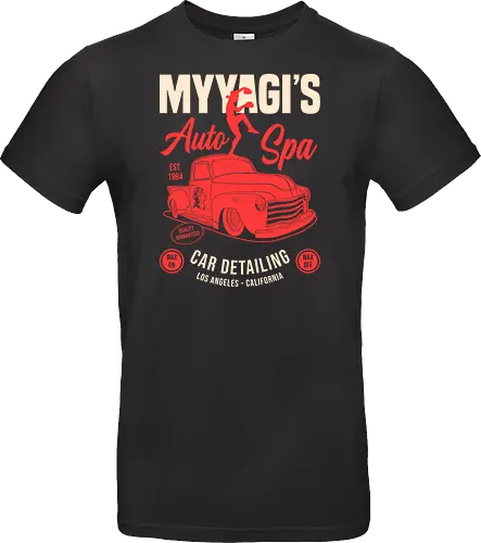 Miyagi's Auto Spa - 80s movies - karate kid, 80s, 90s, car wash, cobra kai, funny, karate, martial arts, miyagi do karate, parody, retro, vintage, wax on wax off, car detailer, miyagi - Standard T-Shirt