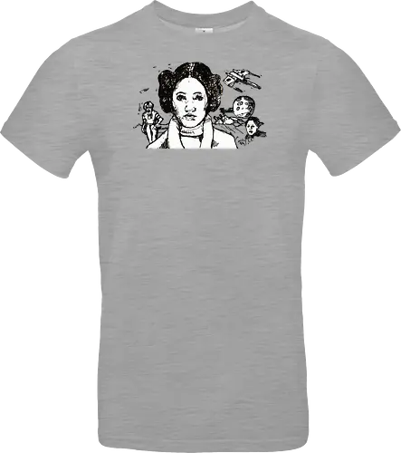 Galactic Echoes Sci-Fi Graphic  - May the Fourth, graphic tee, artistic tee, indie ästhetik, boho vibe, Space Opera, prinzessin lea, streetwear graphic, artsy shirt, linocut art, Holzschnitt, handmade aesthetic, urban wear, illustration - Standard T-Shirt
