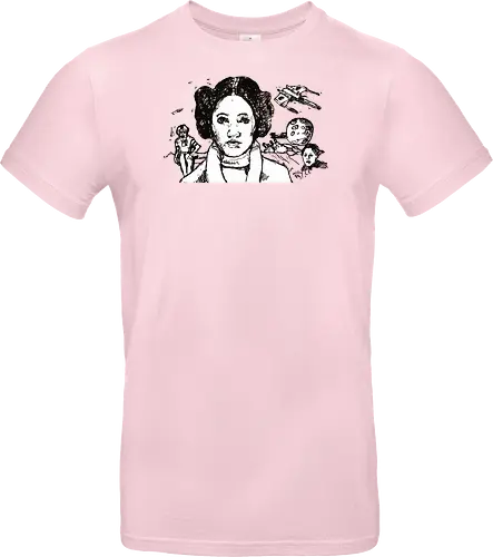 Galactic Echoes Sci-Fi Graphic  - May the Fourth, graphic tee, artistic tee, indie ästhetik, boho vibe, Space Opera, prinzessin lea, streetwear graphic, artsy shirt, linocut art, Holzschnitt, handmade aesthetic, urban wear, illustration - Standard T-Shirt