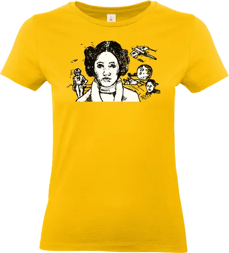 Galactic Echoes Sci-Fi Graphic  - May the Fourth, graphic tee, artistic tee, indie ästhetik, boho vibe, Space Opera, prinzessin lea, streetwear graphic, artsy shirt, linocut art, Holzschnitt, handmade aesthetic, urban wear, illustration - Standard T-Shirt (Women)