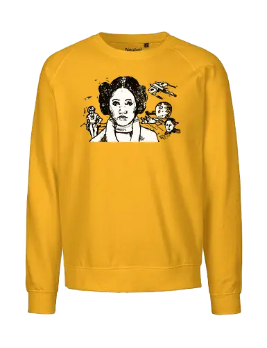 Galactic Echoes Sci-Fi Graphic  - May the Fourth, graphic tee, artistic tee, indie ästhetik, boho vibe, Space Opera, prinzessin lea, streetwear graphic, artsy shirt, linocut art, Holzschnitt, handmade aesthetic, urban wear, illustration - Fairtrade Sweatshirt