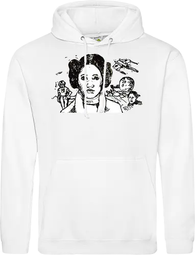Galactic Echoes Sci-Fi Graphic  - May the Fourth, graphic tee, artistic tee, indie ästhetik, boho vibe, Space Opera, prinzessin lea, streetwear graphic, artsy shirt, linocut art, Holzschnitt, handmade aesthetic, urban wear, illustration - Standard Hoodie