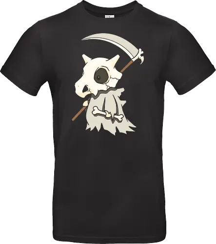 Little Reaper: The Bone Collector - Cubone Halloween shirt, cute grim reaper graphic tee, anime pocket monster apparel, spooky aesthetic streetwear, pastel goth gamer clothing, nostalgic 90s anime merch, creepy kawaii design, funny monster cosplay tee, trick or treat anime shirt, bone club character fashion - Standard T-Shirt