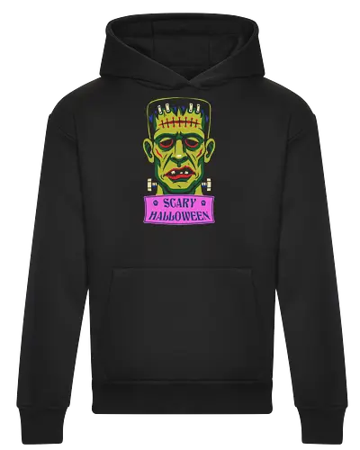 Frankenstein's Fright: Retro Scary Halloween - Frankenstein monster shirt, retro Halloween graphic tee, vintage horror apparel, pop art scary clothing, classic movie monster streetwear, colorful spooky design, creepy aesthetic fashion, 90s nostalgia halloween shirt, green monster merch, trick or treat graphic tee - Heavyweight Hoodie