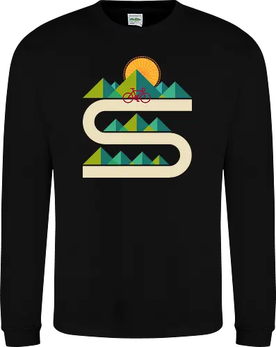 Bike Geometric Landscape - mtb, riding, summer, travel, bike, bicycle, biker, biking, cycle, cycling, cyclist, enjoy life, geometric, landscape, mountain bike - Sweatshirt