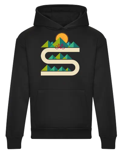 Bike Geometric Landscape - mtb, riding, summer, travel, bike, bicycle, biker, biking, cycle, cycling, cyclist, enjoy life, geometric, landscape, mountain bike - Heavyweight Hoodie