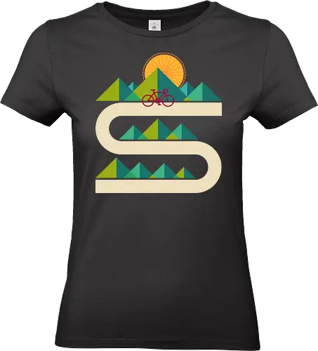 Bike Geometric Landscape - mtb, riding, summer, travel, bike, bicycle, biker, biking, cycle, cycling, cyclist, enjoy life, geometric, landscape, mountain bike - Standard T-Shirt (Women)