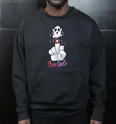 finger of fright  - halloween, pumpkin, scary, creepy, comedy, horror, boo, funny, ghost, trickortreat, cute, beautiful, spooky, happy, ghost, colorful - Cropped Sweatshirt