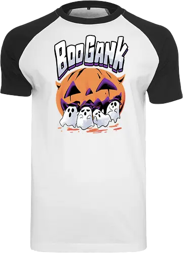 boo gank - halloween, pumpkin, scary, creepy, comedy, horror, boo, funny, ghost, trickortreat, cute, beautiful, spooky, happy, ghost, colorful - Raglan T-Shirt