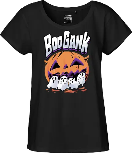 boo gank - halloween, pumpkin, scary, creepy, comedy, horror, boo, funny, ghost, trickortreat, cute, beautiful, spooky, happy, ghost, colorful - Fairtrade Girl Shirt