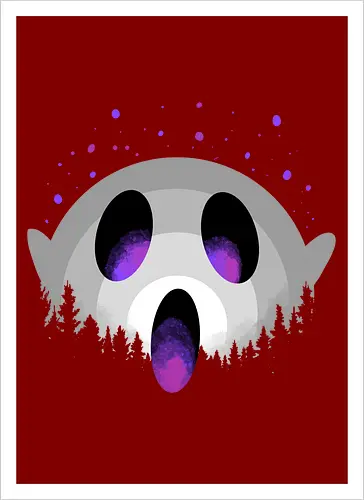 midnight boo - halloween, pumpkin, scary, creepy, comedy, horror, boo, funny, ghost, trickortreat, cute, beautiful, spooky, happy, ghost, colorful - Artprint