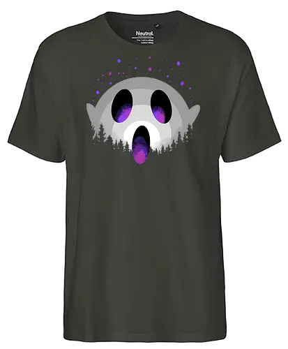 midnight boo - halloween, pumpkin, scary, creepy, comedy, horror, boo, funny, ghost, trickortreat, cute, beautiful, spooky, happy, ghost, colorful - Fairtrade T-Shirt