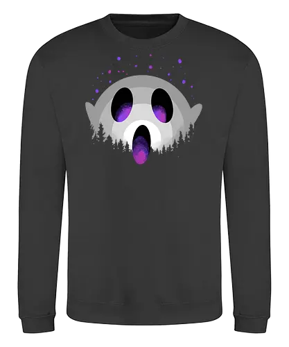 midnight boo - halloween, pumpkin, scary, creepy, comedy, horror, boo, funny, ghost, trickortreat, cute, beautiful, spooky, happy, ghost, colorful - Sweatshirt