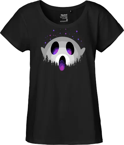 midnight boo - halloween, pumpkin, scary, creepy, comedy, horror, boo, funny, ghost, trickortreat, cute, beautiful, spooky, happy, ghost, colorful - Fairtrade Girl Shirt