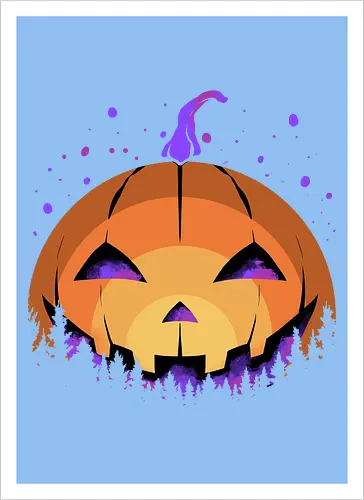 midnight hallow - halloween, pumpkin, scary, creepy, comedy, horror, boo, funny, ghost, trickortreat, cute, beautiful, spooky, happy, ghost, colorful - Artprint