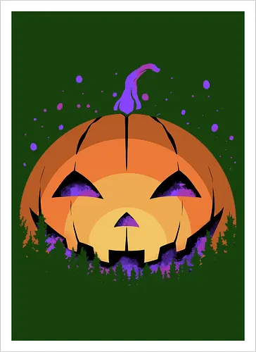 midnight hallow - halloween, pumpkin, scary, creepy, comedy, horror, boo, funny, ghost, trickortreat, cute, beautiful, spooky, happy, ghost, colorful - Artprint
