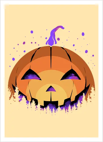 midnight hallow - halloween, pumpkin, scary, creepy, comedy, horror, boo, funny, ghost, trickortreat, cute, beautiful, spooky, happy, ghost, colorful - Artprint