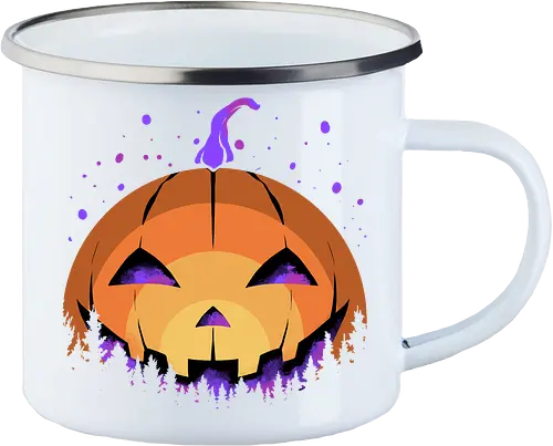midnight hallow - halloween, pumpkin, scary, creepy, comedy, horror, boo, funny, ghost, trickortreat, cute, beautiful, spooky, happy, ghost, colorful - Enamel Mug
