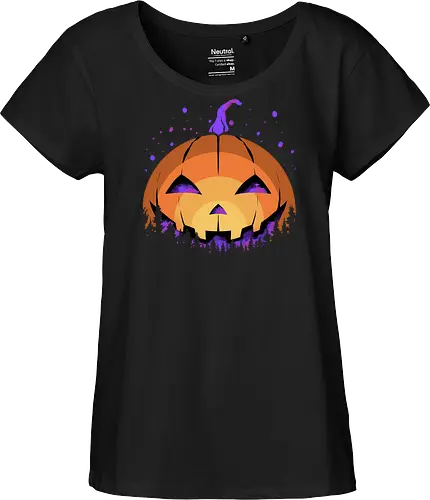 midnight hallow - halloween, pumpkin, scary, creepy, comedy, horror, boo, funny, ghost, trickortreat, cute, beautiful, spooky, happy, ghost, colorful - Fairtrade Girl Shirt