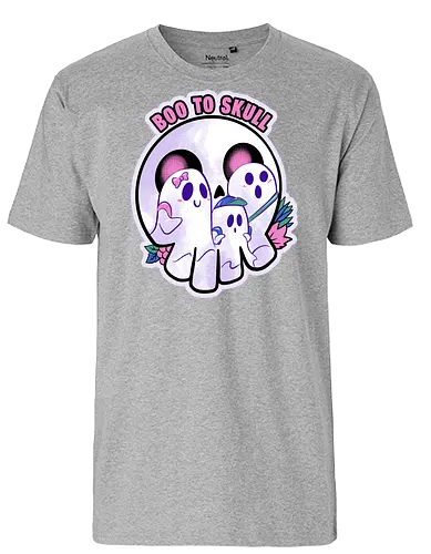 boo to skull - halloween, pumpkin, scary, creepy, comedy, horror, boo, funny, ghost, trickortreat, cute, beautiful, spooky, happy, ghost, colorful - Fairtrade T-Shirt