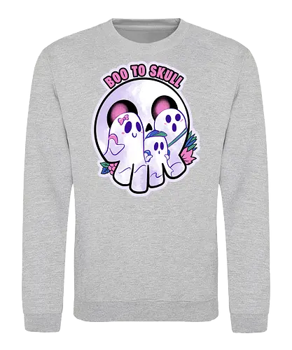 boo to skull - halloween, pumpkin, scary, creepy, comedy, horror, boo, funny, ghost, trickortreat, cute, beautiful, spooky, happy, ghost, colorful - Sweatshirt