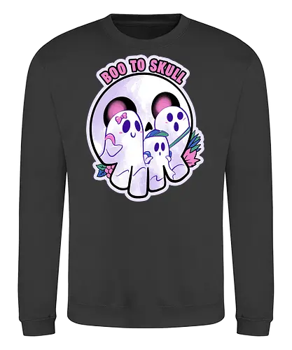 boo to skull - halloween, pumpkin, scary, creepy, comedy, horror, boo, funny, ghost, trickortreat, cute, beautiful, spooky, happy, ghost, colorful - Sweatshirt