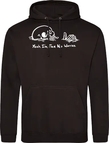 Drowning in Denial: I'm Fine Skull - im fine skull shirt, funny sarcastic graphic tee, sinking skeleton apparel, dark humor streetwear, relatable burnout clothing, edgy aesthetic fashion, thumbs up skull design, minimalist gothic merch, alternative grunge shirt, self deprecating meme graphic - Standard Hoodie
