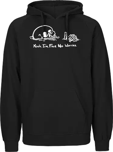 Drowning in Denial: I'm Fine Skull - im fine skull shirt, funny sarcastic graphic tee, sinking skeleton apparel, dark humor streetwear, relatable burnout clothing, edgy aesthetic fashion, thumbs up skull design, minimalist gothic merch, alternative grunge shirt, self deprecating meme graphic - Fairtrade Hoodie