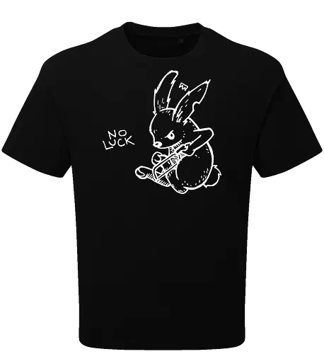 No Luck: The Unlucky Charm - funny dark humor shirt, edgy rabbit graphic tee, no luck apparel, unlucky charm streetwear, punk aesthetic clothing, grunge bunny design, macabre animal shirt, ironic quote tee, alternative goth merch, creepy bunny illustration - Oversize T-Shirt