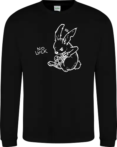 No Luck: The Unlucky Charm - funny dark humor shirt, edgy rabbit graphic tee, no luck apparel, unlucky charm streetwear, punk aesthetic clothing, grunge bunny design, macabre animal shirt, ironic quote tee, alternative goth merch, creepy bunny illustration - Sweatshirt