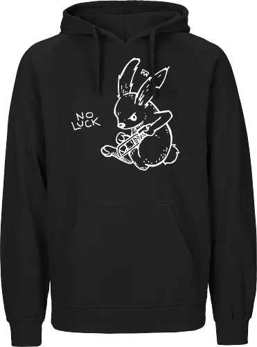 No Luck: The Unlucky Charm - funny dark humor shirt, edgy rabbit graphic tee, no luck apparel, unlucky charm streetwear, punk aesthetic clothing, grunge bunny design, macabre animal shirt, ironic quote tee, alternative goth merch, creepy bunny illustration - Fairtrade Hoodie