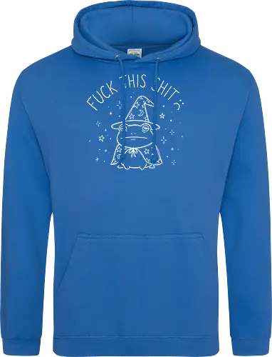 Grumpy Wizard: The Done Frog - funny frog shirt, grumpy wizard graphic tee, sarcastic quote apparel, edgy goblincore streetwear, tired animal clothing, minimalist line art design, dark humor fashion, D&D player shirt, funny introvert merch, aesthetic witchy tee - Standard Hoodie