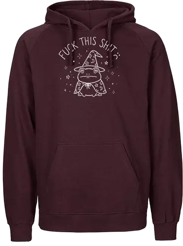 Grumpy Wizard: The Done Frog - funny frog shirt, grumpy wizard graphic tee, sarcastic quote apparel, edgy goblincore streetwear, tired animal clothing, minimalist line art design, dark humor fashion, D&D player shirt, funny introvert merch, aesthetic witchy tee - Fairtrade Hoodie