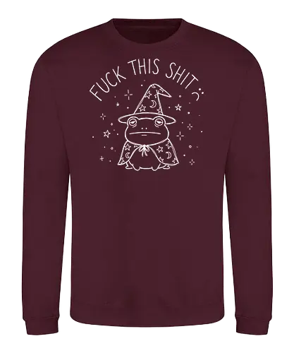 Grumpy Wizard: The Done Frog - funny frog shirt, grumpy wizard graphic tee, sarcastic quote apparel, edgy goblincore streetwear, tired animal clothing, minimalist line art design, dark humor fashion, D&D player shirt, funny introvert merch, aesthetic witchy tee - Sweatshirt