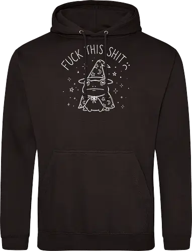 Grumpy Wizard: The Done Frog - funny frog shirt, grumpy wizard graphic tee, sarcastic quote apparel, edgy goblincore streetwear, tired animal clothing, minimalist line art design, dark humor fashion, D&D player shirt, funny introvert merch, aesthetic witchy tee - Standard Hoodie