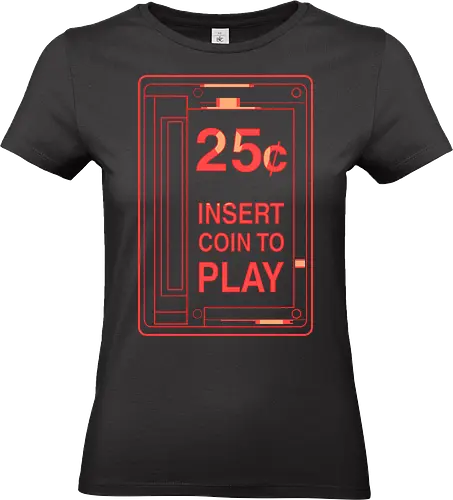 Insert Coin Arcade Machine - 80s, 90s, arcade games, arcade machine, game, arcade, game over, gamer, gaming, insert coin, nostalgia, retro, retro gamer, video game, vintage - Standard T-Shirt (Women)