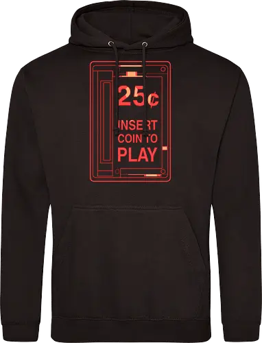 Insert Coin Arcade Machine - 80s, 90s, arcade games, arcade machine, game, arcade, game over, gamer, gaming, insert coin, nostalgia, retro, retro gamer, video game, vintage - Standard Hoodie