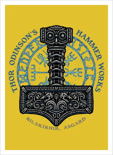 Hammer Works in Asgard - Movie, film, superhero, comics, comic, character, action, sci-fi, science fiction - Artprint