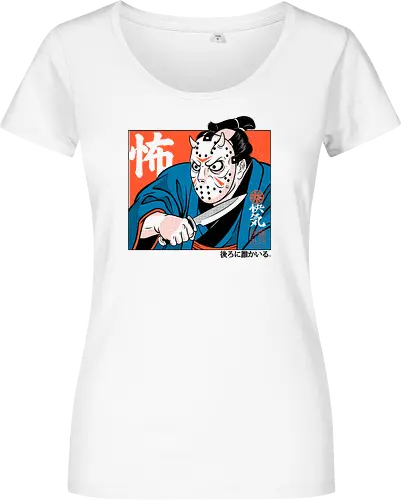 Masked Ronin - ronin, samurai, japanese, japan, horror, slasher, mask, oni, demon, warrior, katana, creepy, dark, gothic, cinema, movie, spooky, monster, geek, illustration - Women T-Shirt