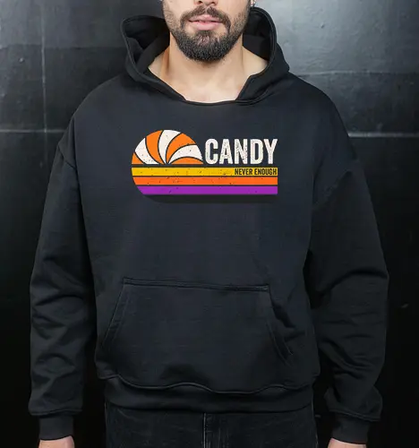 Candy vintage - retro, vintage, candy, halloween, autumn, fall, quote, lettering - Cropped Hoodie