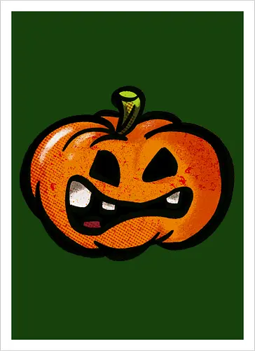 Garstiger Kürbis - Halloween, Kürbis, handgezeichnet, Monsta, Oktober - Artprint