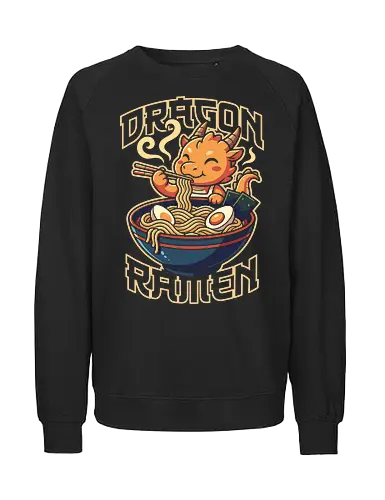 Dragon Ramen: The Fiery Feast - Japanese ramen shirt, kawaii dragon graphic tee, cute anime food apparel, retro foodie streetwear, slurp noodles design, aesthetic pop art clothing, fantasy creature merch, Japanese noodle bowl shirt, orange dragon graphic, cozy otaku fashion - Fairtrade Sweatshirt