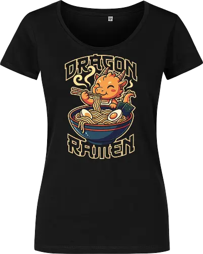 Dragon Ramen: The Fiery Feast - Japanese ramen shirt, kawaii dragon graphic tee, cute anime food apparel, retro foodie streetwear, slurp noodles design, aesthetic pop art clothing, fantasy creature merch, Japanese noodle bowl shirt, orange dragon graphic, cozy otaku fashion - Women T-Shirt