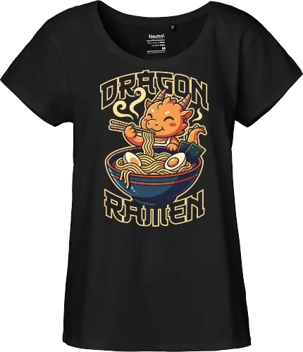 Dragon Ramen: The Fiery Feast - Japanese ramen shirt, kawaii dragon graphic tee, cute anime food apparel, retro foodie streetwear, slurp noodles design, aesthetic pop art clothing, fantasy creature merch, Japanese noodle bowl shirt, orange dragon graphic, cozy otaku fashion - Fairtrade Girl Shirt