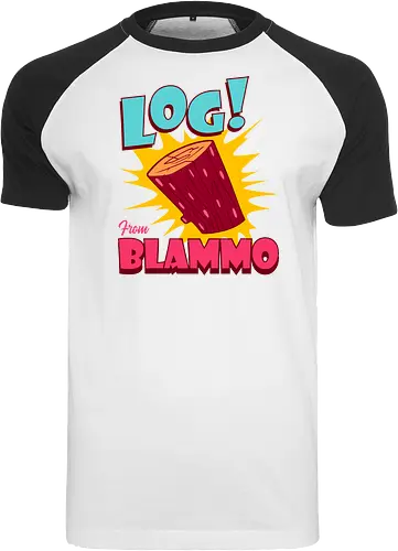Log From Blammo - stimpy, vintage, blammo, tv shows, ren and stimpy, 90s, cartoon, childhood, funny, funnytee, hilarious, joke, nostalgia, ren, retro - Raglan T-Shirt