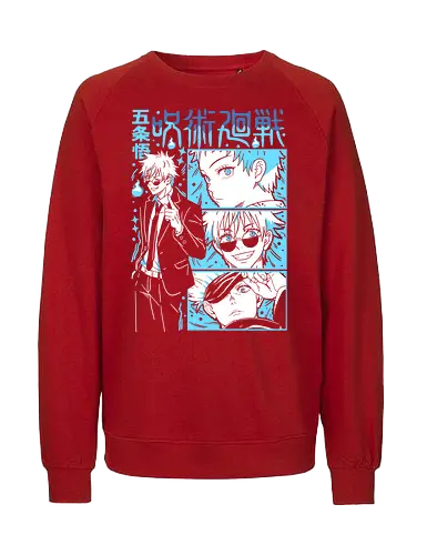 Gojo Satoru Infinity Comic Splash JJK - cyan blue aesthetic, strongest sorcerer, anime birthday present, jujutsu kaisen otaku, weeb shirt, gojo satoru, jjk gojo, comic panel style - Fairtrade Sweatshirt