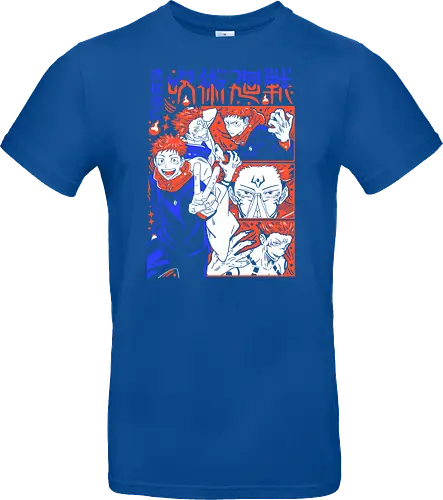 Itadori Squad Full Throttle JJK - yuji itadori, jjk group, dynamic pose, red orange palette, shonen action, anime fan gift, jujutsu kaisen squad, manga energy - Standard T-Shirt