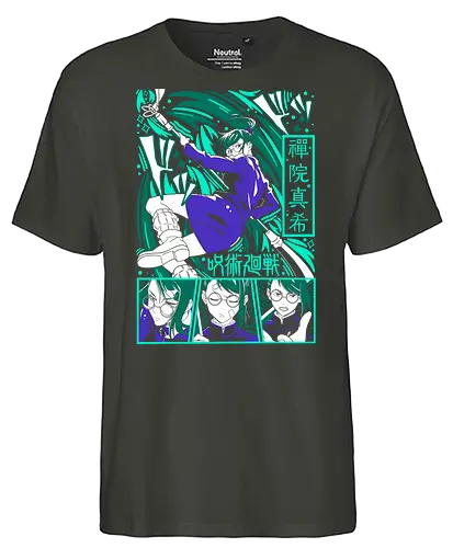 Maki Zen in Cursed Realm JJK - shonen warrior, maki zenin, jjk maki, green teal art, strong female character, anime girl power, jujutsu kaisen fan, otaku gift - Fairtrade T-Shirt
