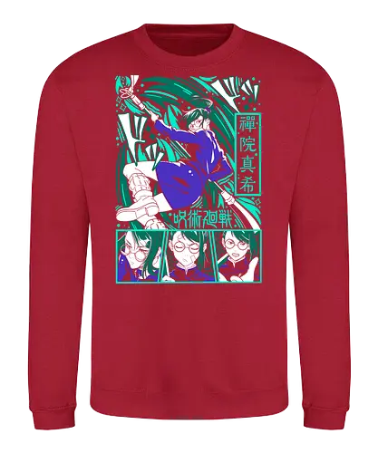 Maki Zen in Cursed Realm JJK - shonen warrior, maki zenin, jjk maki, green teal art, strong female character, anime girl power, jujutsu kaisen fan, otaku gift - Sweatshirt